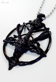 Kugelhalskette Pentagramm mit Ziegenkopf